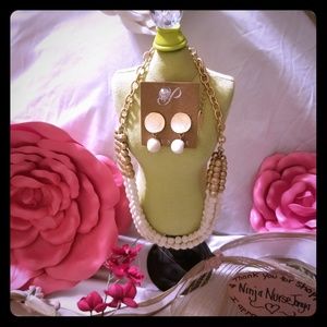 Plunder gold and ivory necklace and earring set i